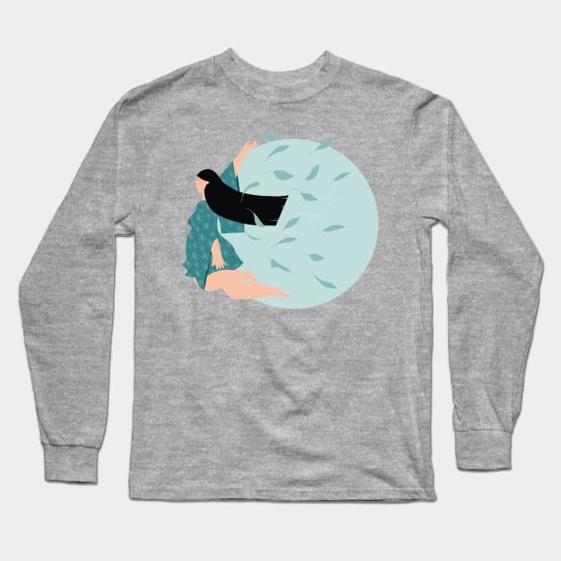 Flying Geisha Long Sleeve T-Shirt by damppstudio